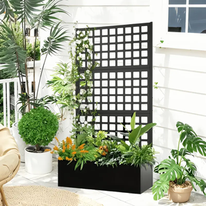 <span class=keywords><strong>Jardinière</strong></span> en métal avec treillis, bac à jardin surélevé en métal noir avec treillis en treillis pour <span class=keywords><strong>plantes</strong></span> <span class=keywords><strong>grimpantes</strong></span> - Product Image 2
