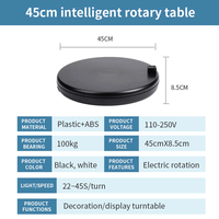 Table de présentation rotative électrique pour sapin de Noël 4545AR avec prise, capacité de charge 100 kg, rotation à 360° °   Plateforme de photographie rotative à télécommande 45CM