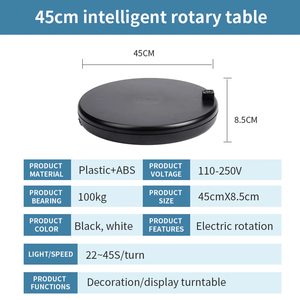 Table <span class=keywords><strong>de</strong></span> présentation rotative <span class=keywords><strong>électrique</strong></span> <span class=keywords><strong>pour</strong></span> <span class=keywords><strong>sapin</strong></span> <span class=keywords><strong>de</strong></span> <span class=keywords><strong>Noël</strong></span> 4545AR avec prise, capacité <span class=keywords><strong>de</strong></span> charge 100 kg, rotation à 360° °   Plateforme <span class=keywords><strong>de</strong></span> photographie rotative à télécommande 45CM - Product Image 2