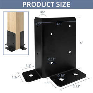 Support d'angle robuste et réglable pour poteaux 2x4, 4x4, 6x6, idéal pour pergola, boîte aux lettres et base de <span class=keywords><strong>poteau</strong></span> de clôture <span class=keywords><strong>en</strong></span> <span class=keywords><strong>bois</strong></span> - Product Image 2