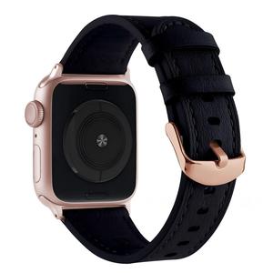 Correa de reloj Win-Win de cuero genuino para <span class=keywords><strong>Apple</strong></span> <span class=keywords><strong>Watch</strong></span>, correa de piel de vaca con textura de lichi, suave y transpirable - Product Image 4
