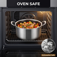Ensemble de 12 casseroles et poêles en acier inoxydable triple couche, compatible induction, avec couvercles, passe au lave-vaisselle et au four, sans PFOA/PFOS