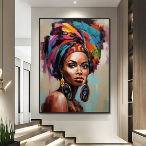 Vendita Calda Dipinto Fatto a Mano Moderno Ritratto di Donna <span class=keywords><strong>Africana</strong></span> <span class=keywords><strong>Arte</strong></span> da Parete - Product Image 3