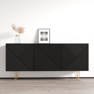 Nhà Máy Trực Tiếp Hiện Đại Tự Chọn Credenza Độ Bóng Cao Mặt Trước Sideboard Với Matte Cơ Thể Và Vàng Kim Loại Chân - Product Image 1