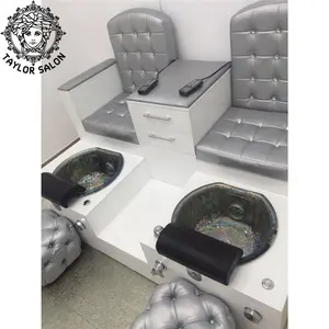 Mobília do salão de beleza pé spa equipamentos de salão de beleza manicure pedicure cadeiras cadeira dupla com taça de cristal