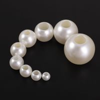 Perles en vrac ABS de 8 à 30 mm, grand trou droit, blanc cassé, perles nacrées, fournitures pour la fabrication de bijoux faits à la main, bracelets et colliers DIY
