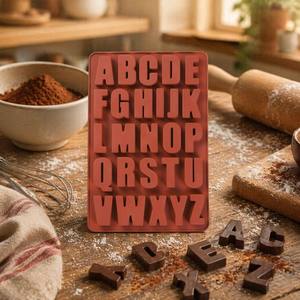 Moule en silicone écologique résistant à la chaleur Smartpan, lettres de l'alphabet, 26 cavités, plaque de cuisson antiadhésive pour chocolat, bonbons, glace, gâteau - Product Image 2