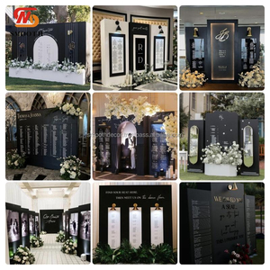 Grande toile de fond de mariage noire lisse mur de toile de fond détachable en acrylique de construction robuste pour la fête de mariage - Product Image 2
