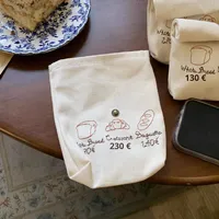 Sac en toile de coton mignon, petit, cosmétique, mini, portable, pour écouteurs, bijoux, grande capacité, impression d'écran, logo, fermeture éclair, bouton