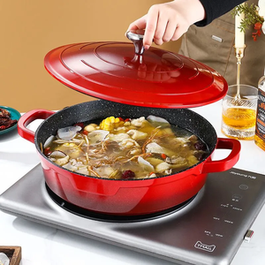 <span class=keywords><strong>Olla</strong></span> para Sopa Poco Profunda de Aluminio de 28 cm con Revestimiento de Esmalte Cerámico Antiadherente, Producción Rápida para Cocina, para Preparar Caldos y Sopas - Product Image 3
