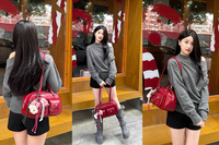 Sac bowling Y2K en cuir PU pour femme Toutou, style rétro Boston, grande capacité, sac à bandoulière sous le bras, deux sangles, fermeture éclair, motif lettre coréen