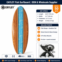 Planche de surf rigide, écologique et durable avec ailerons et leash, design grain de bois pour le surf sur lacs et rivières - Option logo personnalisé