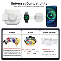Station de charge sans fil pliable 3-en-1 15W pour iPhone, AirPods et Apple Watch