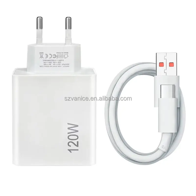 EU US PLUG Original 120W USB Charger Super Fast Charging Adapter for Xiaomi Redmi with USB Type C 6A Cable