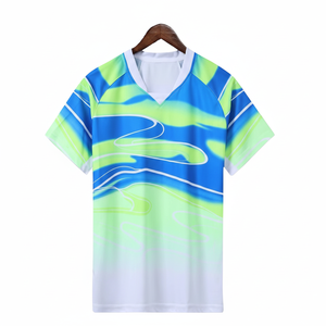 เสื้อยืดคอวีผ้าโพลีเอสเตอร์100% แบบกำหนดเองระบายอากาศได้ดีแห้งสบายสีพื้นคุณภาพสูงซักได้สำหรับการใช้งานระยะยาว - Product Image 1