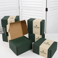 Boîtes en papier personnalisées avec autocollants et logo pour l'emballage de vêtements, disponibles en vert, boîtes d'expédition