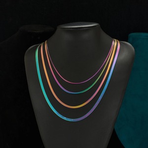 Collar de Cadena Plana de Acero Inoxidable con Degradado de Color, para Mujeres y Hombres, Accesorios de Joyería, Regalo, 2/3/4/5mm - Product Image 2