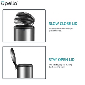 <strong>Black</strong> Bathroom <strong>Small</strong> Stainless Steel Foot Pedal Slow Close Rolling Cover Round Trash <strong>Bin</strong> with Lid - Product Image 2