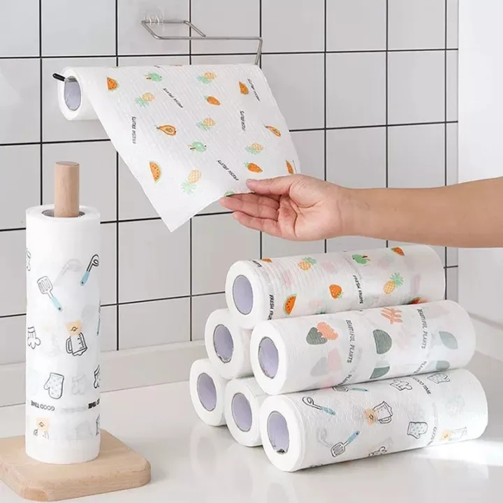 ม้วนกระดาษชำระแบบผ้าเช็ดจาน,50ชิ้นสำหรับใช้ในบ้าน
