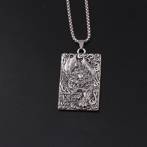 วินเทจสแตนเลสโซ่เงินปี่เซียจี้<span class=keywords><strong>สร้อย</strong></span>คอโลหะผสมสีฟ้าคราม NA015 - Product Image 1