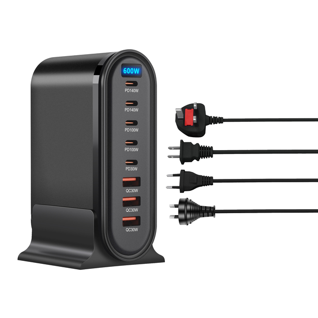 Hot Selling Desktop 8 Port USB Type C Charging Station with LED Displayer 600W PD Charger Fast Charging for Laptop Mobile Phone