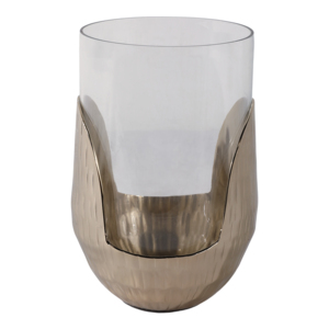 Modern Glass Pillar <b>Hurricane</b> <b>Candle</b> Holder With Metal Base Decorative Home Accent For Living Room Decor <b>Candle</b> Stick - Product Image 4