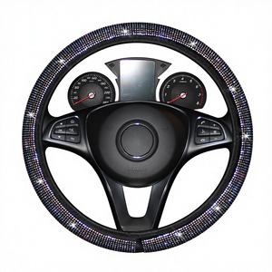 Funda de <span class=keywords><strong>Volante</strong></span> Elástica de Fibra Sintética Brillante <span class=keywords><strong>con</strong></span> Incrustaciones de Diamantes, Sin Anillo Interior, Superventas - Product Image 1