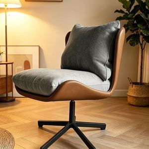 Sillón Moderno Individual Tapizado, Sillón de Descanso Giratorio para Sala de Estar o Balcón - Product Image 6