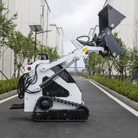 Chargeuse compacte mini sur pneus avec système hydraulique et attache de godet quatre-en-un, pour les tâches de manutention de matériaux de 200 kg à 2000 kg