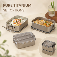 Boîte à lunch en titane avec couvercle à boucle sécurisée, récipient de stockage alimentaire empilable pour le bureau, le camping, les voyages, les pique-niques, la préparation des repas