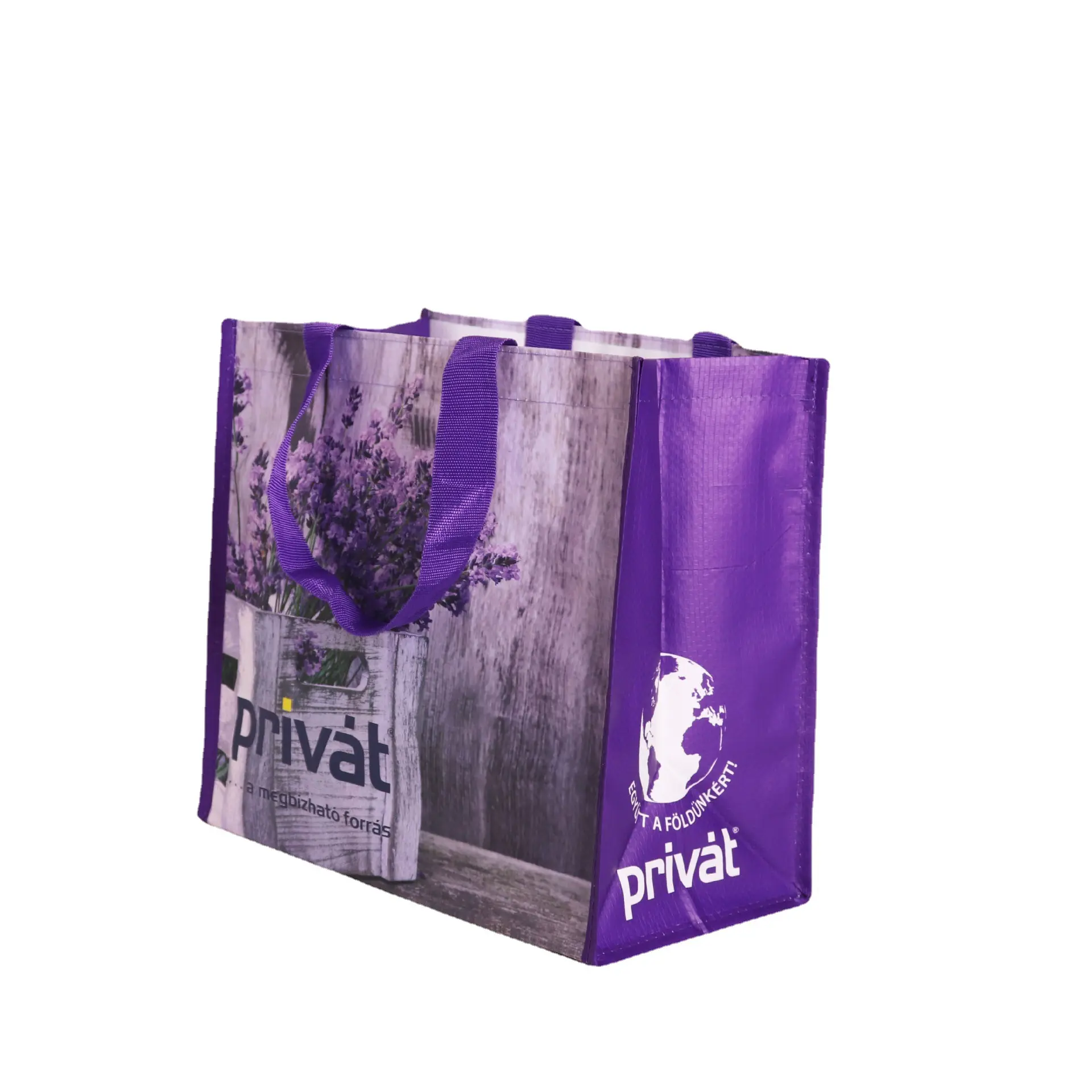 Factory direct sales can be customized folding portable waterproof supermarket shopping laminated recyclable pp woven bag