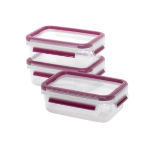 Emsa Clip & Close Contenant alimentaire hermétique 0,55 l, lot de 3, framboise - Product Image 1