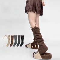 Nouvelles chaussettes pour femmes 2026, style audacieux, épaisses, à lacets, souples, ultra respirantes, en laine tricotée, au-dessus du genou, douces et confortables pour l'automne