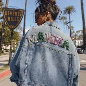 Patch brodé personnalisé en lettres multicolores effet perle haute densité, avec strass, thermocollant pour chapeau, veste ou autres vêtements - Product Image 3