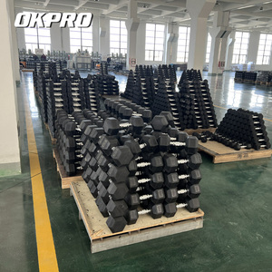 Set di manubri esagonali OKPRO Basics con rivestimento in gomma, attrezzatura per esercizi e fitness per allenamento della forza, uso commerciale - Product Image 1