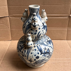 Reproducción Antigua China cerámica azul y blanco patrón de pescado subasta jarrón de porcelana molde único Decoración de mesa - Product Image 2