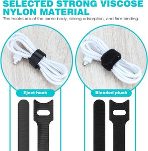 120Pcs tái sử dụng thân thiện với môi quan hệ cáp dây màu đen + trắng nylon có thể điều chỉnh dây máy tính tổ chức bàn quản lý dây - Product Image 4