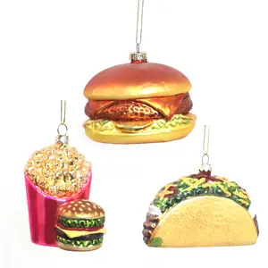 Handgemaakte Kerstversiering Ideeën Hamburger Handgeblazen Glas Hangend Beeldje Ornament Te Koop