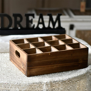 Wooden Square Bottle Storage Box Divided Organizer For <b>Wine</b> Beer Party Use Durable Bar Service <b>Container</b> - Product Image 2
