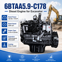 Motor Diésel CUM 6BTAA5.9-C178 de 131 kW y 178 HP, Refrigerado por Agua, en Línea, para Excavadoras, Cargadoras y Maquinaria de Construcción