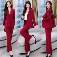 Costumes pour femmes en deux pièces, ensembles de pantalons élégants pour femmes, tenue professionnelle bleue, vêtements de bureau, vêtements formels, costume noir