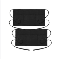 Tablier de serveur court en coton polyester noir à 3 poches et 2 poches pour la cuisine, le café et le bar.