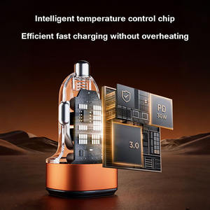 อะแดปเตอร์ที่จุดบุหรี่<span class=keywords><strong>2</strong></span>พอร์ตสำหรับรถยนต์52.5W โปร่งใสชาร์จเร็ว USB C อะแดปเตอร์ที่ชาร์จสำหรับ iPhone <span class=keywords><strong>iPad</strong></span> <span class=keywords><strong>airpods</strong></span> Samsung - Product Image 5