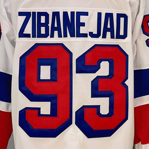 Готовый к отправке Нью-Йорк Mika Zibanejad белый 2024 Стадион серии лучшего качества сшитый хоккейный трикотаж - Product Image 1