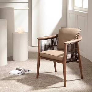 Modern Chinese Style Walnut Wood <b>Armchair</b> With Wabi Sabi Design For Living Room Chair - Product Image 4