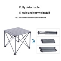 Table pliante carrée en alliage d'aluminium léger - Table portable pour le camping et le barbecue en plein air, style glamping, mobilier d'extérieur