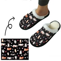 Pantoufles décontractées en peluche à motif de dessin animé pour femmes et hommes, chaudes et moelleuses, antidérapantes, en coton, pour la maison, cadeau d'hiver