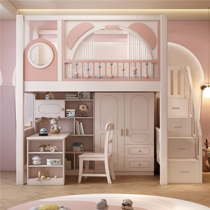 <span class=keywords><strong>Lit</strong></span> superposé moderne <span class=keywords><strong>en</strong></span> bois massif confortable et durable pour enfants <span class=keywords><strong>avec</strong></span> armoire et station multifonction, ensemble de <span class=keywords><strong>lit</strong></span> pour filles - Product Image 6