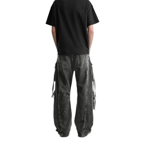Jeans Cargo de Alta Calidad, Estilo Vintage, Lavados, con Múltiples Bolsillos, Anchos y Holgados para Hombre, Ideales para Skateboarding - Product Image 2