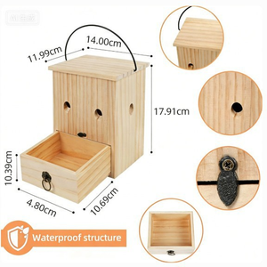บ้านไม้สำหรับสัตว์เลี้ยงแบบใหม่ ดีไซน์ทันสมัย ใช้ดักแมลงวันผึ้ง ตกแต่งสวนกลางแจ้ง แขวนได้ - Product Image 1